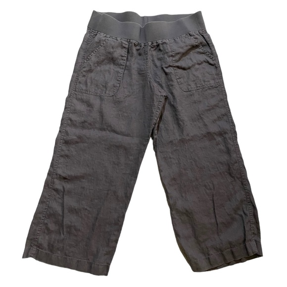 Allen Allen Pants - Allen Allen USA 100% Linen Capri Pants Pull On Pockets Gray Sz Large